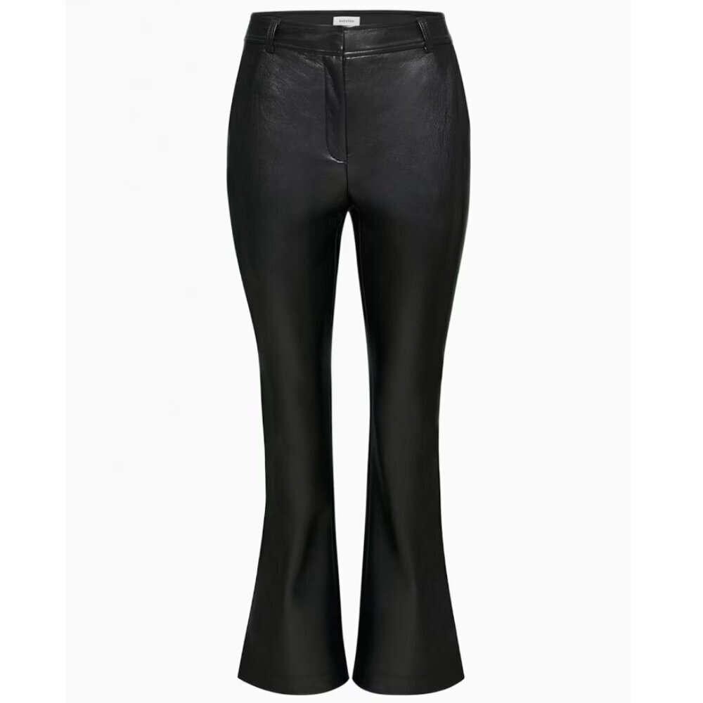 Babaton Black Faux Leather High Waisted Flare Pants Size Zero